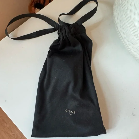 Celine Gold Metal Oval Sunglasses with Black Lenses - Picture 5 of 5